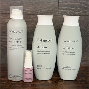 Living Proof Full Haircare Bundle Shampoo/Conditioner/Dry Volume Spray/Mini, New